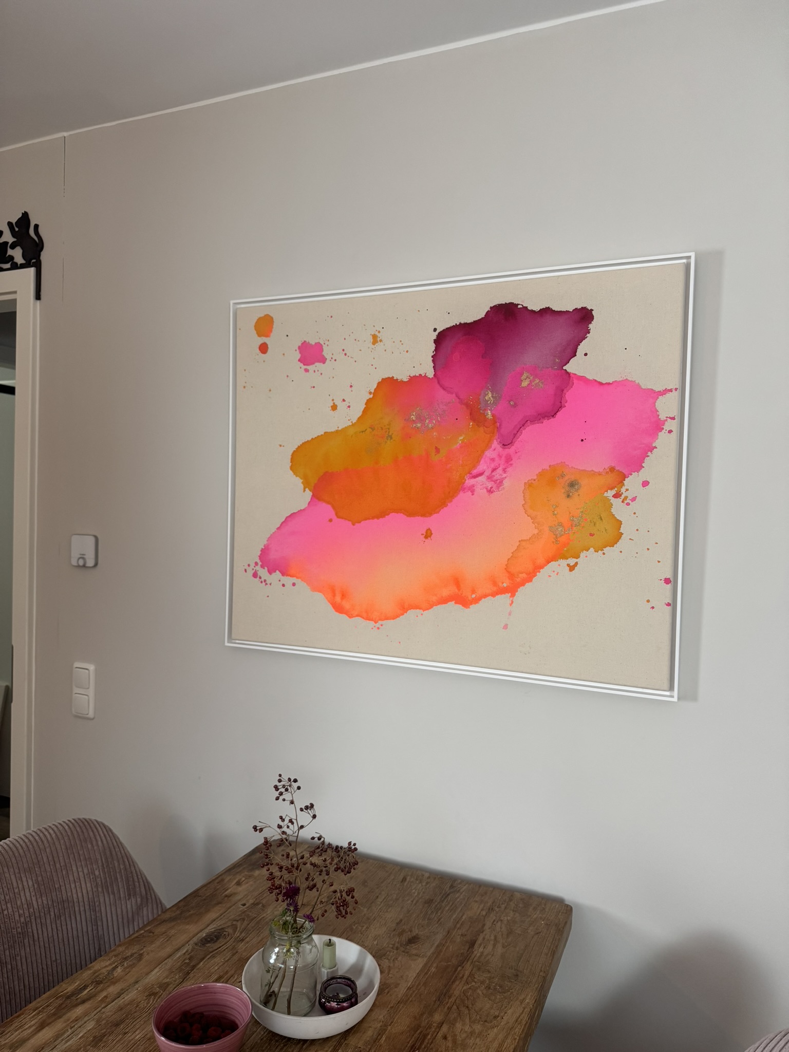 Sommersehnsucht, 2025, Acryl und Gold auf roher Baumwollleinwand, Ansicht 2